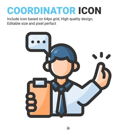 Coordinator Icon Vector With Outline Color Style Isolated On White