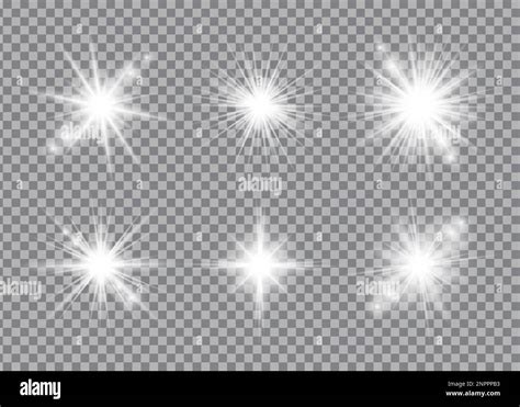 White Light Glow Effect Light Rays Set Radiant Flash Lens Flare