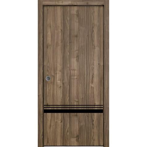 Sliding French Pocket Door 24 X 80 Inches With Planum 0012 Walnut With Frosted Glass Kit