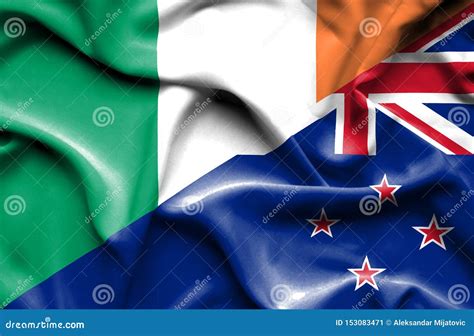 Bandera Que Agita De Nueva Zelanda Y De Irlanda Stock De Ilustraci N