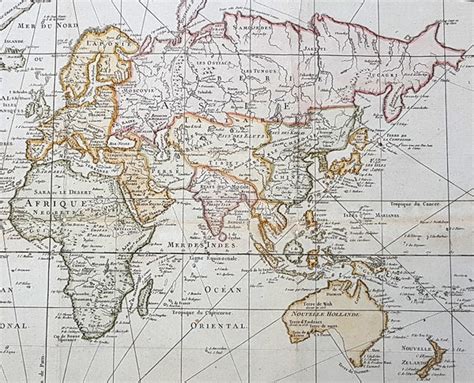 1748 1770 Nicolas Bellin Large Antique World Map On Mercators Proj