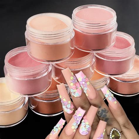 Nude Acrylic Powder Nail Art D Flower Pattern Engraving Pigment