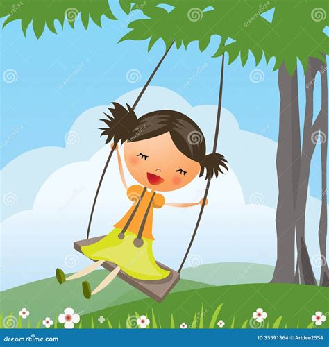A Girl Swinging Silhouette Vector Black Color Silhouette Vector