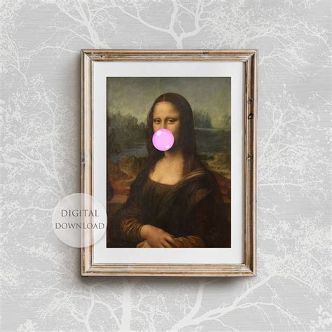 Mona Lisa Bubblegum Vintage Printable Art Altered Art Etsy