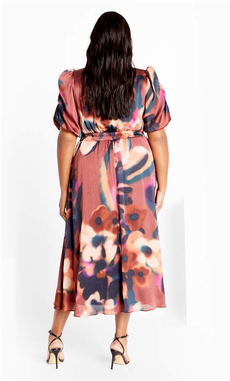 Womens Plus Size Cammy Print Dusky Rose Dress