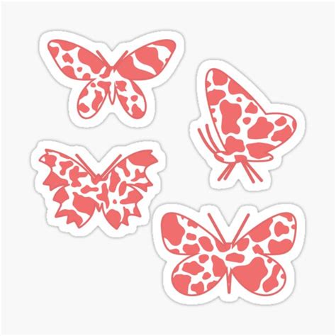 Aesthetic Butterfly Cow Print Pattern Sticker For Sale By Designsbyanane Redbubble