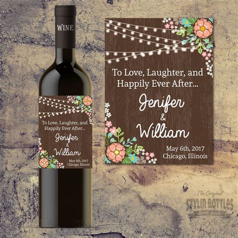 Wedding Wine Bottle Label, Custom Wedding Wine Bottle Labels, Rustic Wedding Decor, Count ...