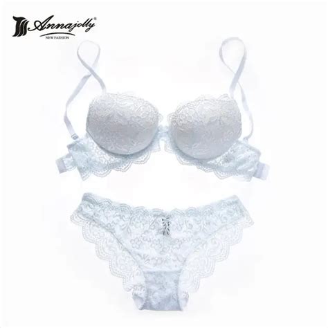 Buy Annajolly Women Underwear Sexy Lace Floral Push Up Bra And Panties Blue