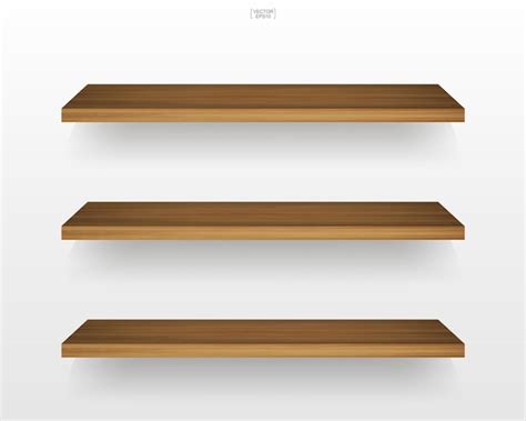 Premium Vector Empty Wooden Shelf On White Background With Soft