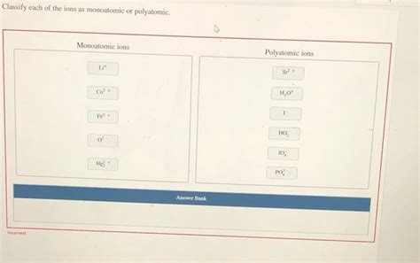 Solved Classify Each Of The Ions As Monoatomic Or