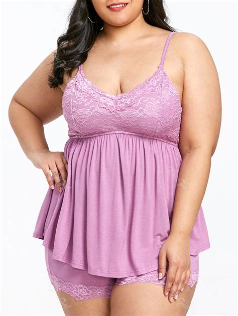 45 Off Plus Size Empire Waist Sleepwear Set Rosegal