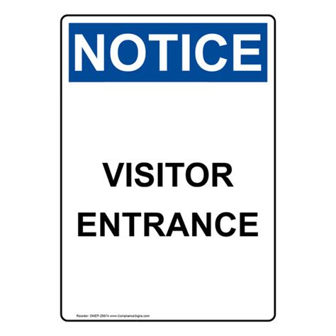 Vertical Visitor Entrance Sign Osha Notice