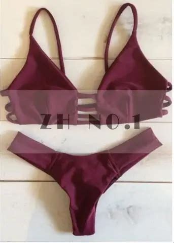 Women Vintage Wine Red Micro Bikini Set Women Swimwear Mini Sexy Beach