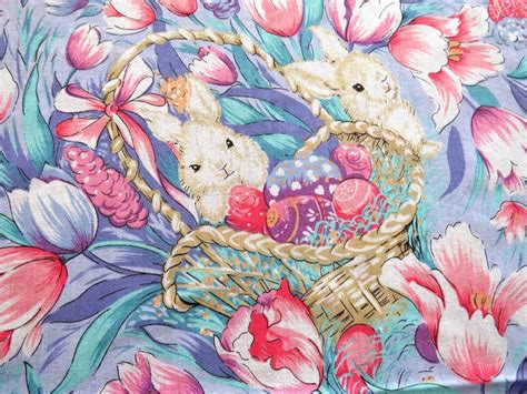 Large Easter Bunny Tablecloth Rabbits Easter Baskets Painted Easter