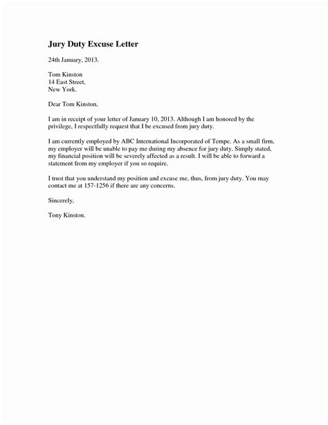 √ 20 Jury Duty Excuse Letter Employer ™ Dannybarrantes Template