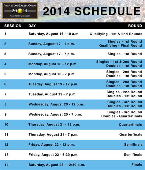 Tournament Schedule | Winston-Salem Open