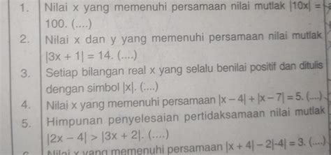 Solved Nilai X Yang Memenuhi Persamaan Nilai Mutlak X