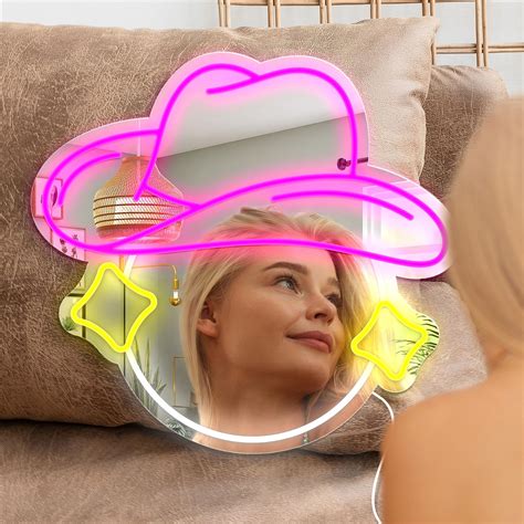 Ggk Cowgirl Hat Neon Mirror Sign Cowgirl Hat Led Neon Light Cowgirl Hat