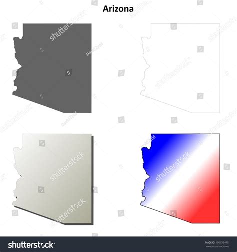 Arizona Outline Map Set Vector Version Stock Vector (Royalty Free ...