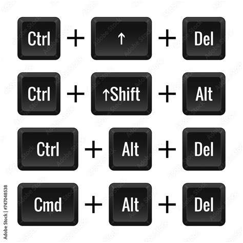 Keyboard Combinations Ctrl Shift Del Alt Cmd Hotkeys Control