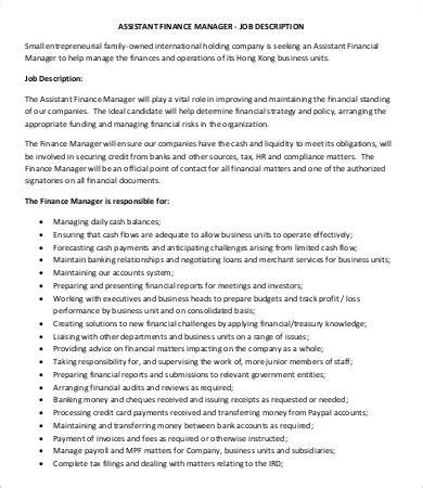 financial manager job description   word  format