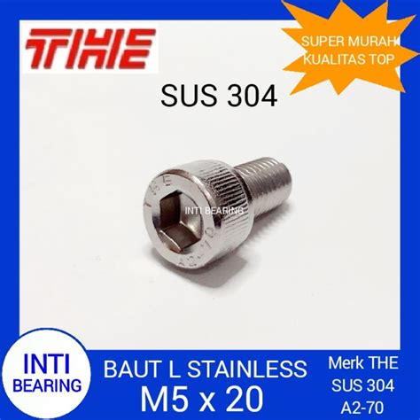 Jual BAUT L STAINLESS M5 X 20 MERK THE M5x20 SS SUS 304 HEX SOCKET HEAD