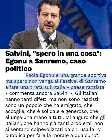 TSankara On Twitter Salvini Sulla Egonu A Sanremo2023 Spero