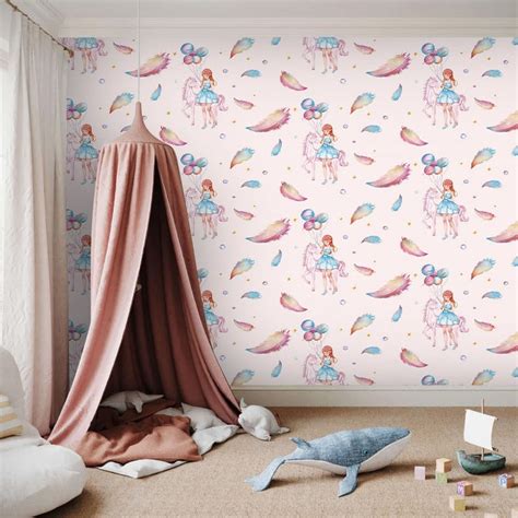 Little girls & unicorn Wallpaper – Peps Wall