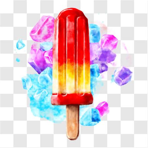 Download Colorful Melting Ice Cream Popsicle With Rainbow Liquid Png