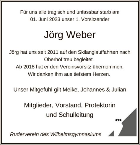 Traueranzeigen von Jörg Weber Trauer HNA de