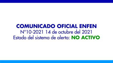 ENFEN N10 2021 Estado Del Sistema De Alerta No Activo Noticias