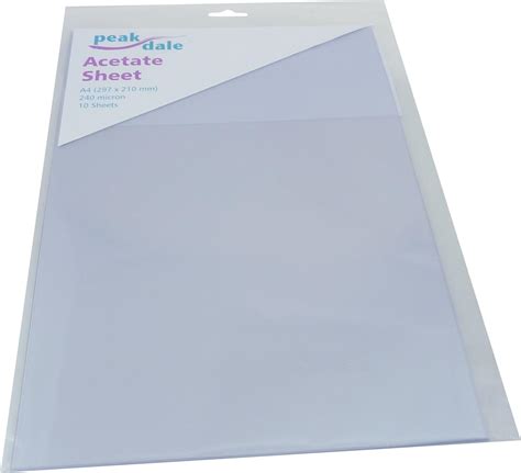 A4 Acetate Sheet Clear 10 Sheets 297 X 210mm 240 Micron