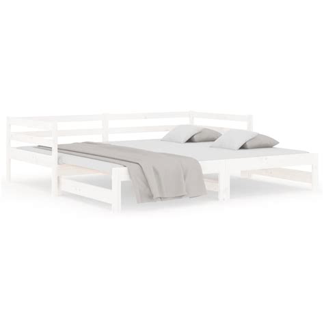 Vidaxl Pull Out Day Bed White X X Cm Solid Wood Pine Vidaxl Au