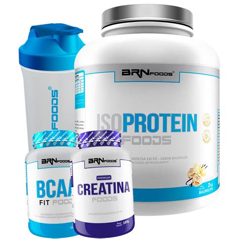 Kit Whey Protein Iso Protein Foods Kg Premium Creatina G Bcaa