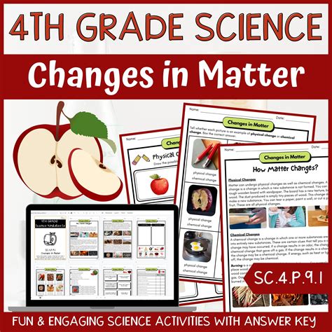 Changes In Matter Activity And Answer Key 4th Grade Physical Science