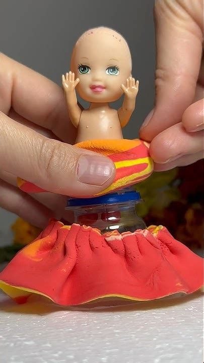 Diy How To Make Polymer Clay Rainbow 🌈 Dress 👗 For Doll Diy Shorts