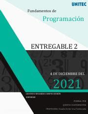 Entregable 2 pdf Fundamentos de Programación ENTREGABLE 2 4 DE