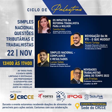 Ciclo Palestras Edi O Fortaleza Crc Ce