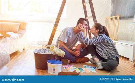 Couple Kissing In Apartment During Renovation Stock Image Image Of House Renovate 157667169