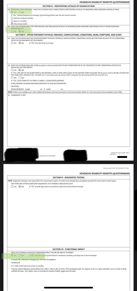 MIGRAINE DBQ : r/VeteransBenefits