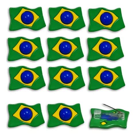 12 Pin Botton Broche Brasil Bandeira Patria Plástico Parcelamento sem