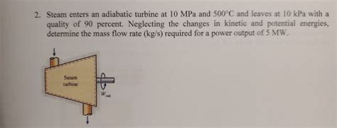 Solved 2 Steam Enters An Adiabatic Turbine At 10 Mpa And