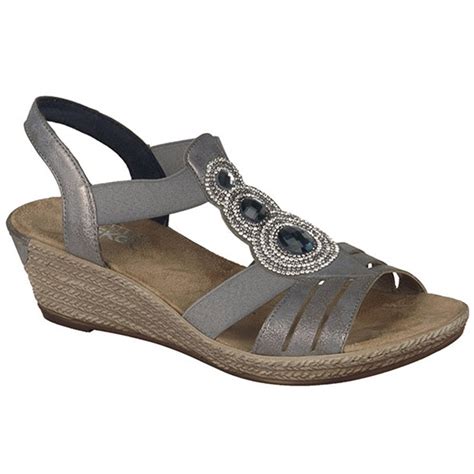 Rieker Womens 62459 40 Space Grey Elastic Sandals