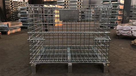 Foldable Metal Turnover Box And Stackable Wire Mesh Pallet Box Wire