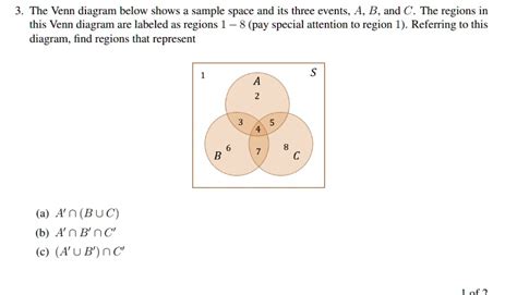 SOLVED: Texts: 3. The Venn diagram below shows a sample space and its ... 