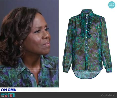 Wornontv Deborahs Green Printed Sheer Blouse On Good Morning America