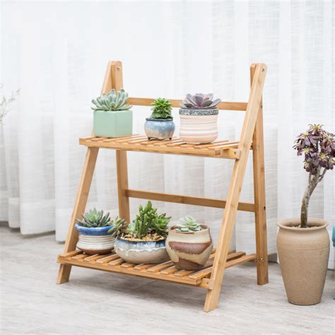 Balcony Flower Rack Bamboo Multi Storey Indoor Landing Outdoor Living