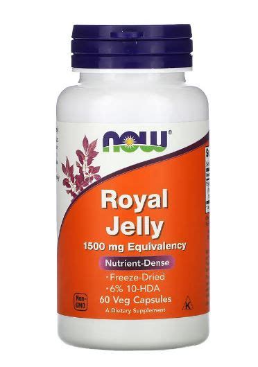 Now Foods Royal Jelly Gelée Royale 1 500 mg 60 pflanzliche Kapseln