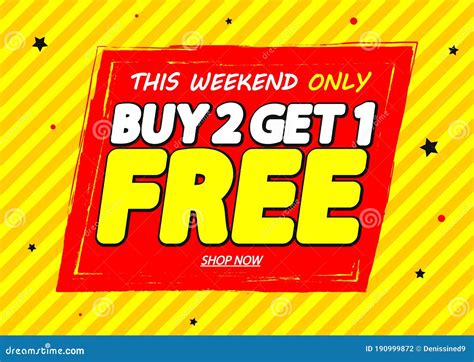 Buy 2 Get 1 Free Sale Banner Design Template Discount Tag App Icon