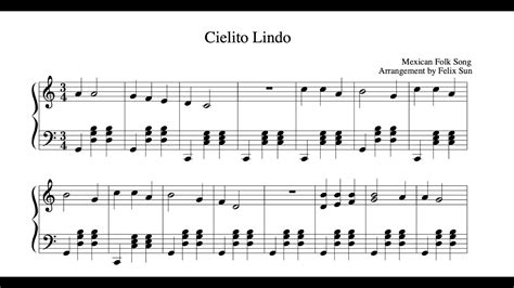 Cielito Lindo Piano Sheet Music Beautiful Easy Arrangement